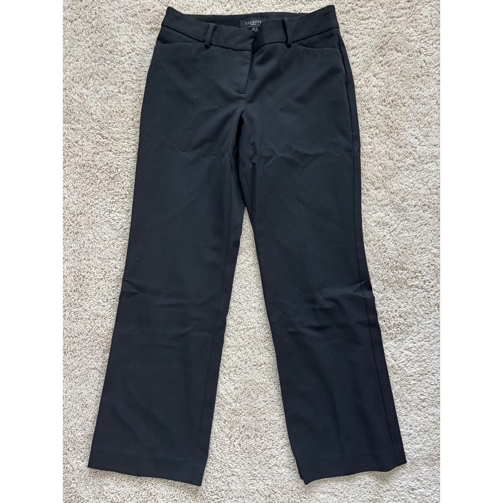 Talbots Trousers 4P Black Curvy Fit Petite Straight Leg Workwear Pants